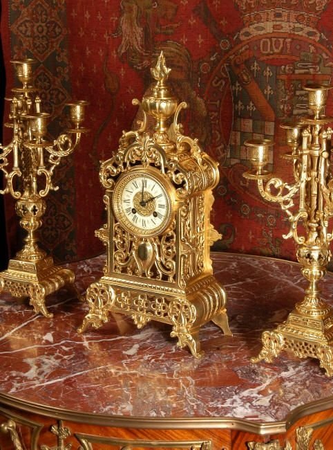 fig 3. Antique French Classical Clock Set, French - Circa 1880